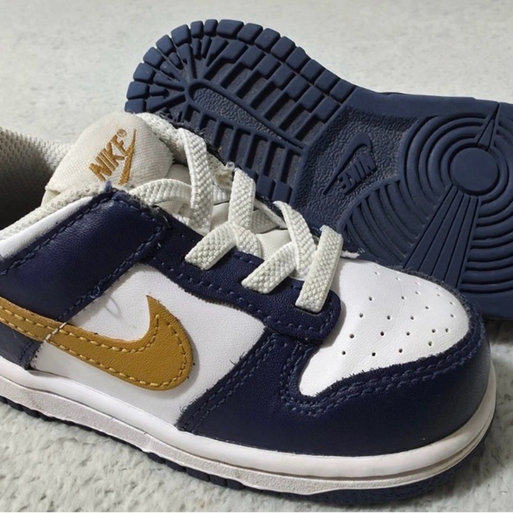 Nike Kids Dunk Low Sneaker - Navy, White & Gold
